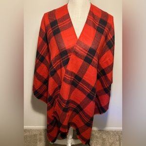 RED AND BLACK  PLAID PATTERN WRAP ONE SIZE